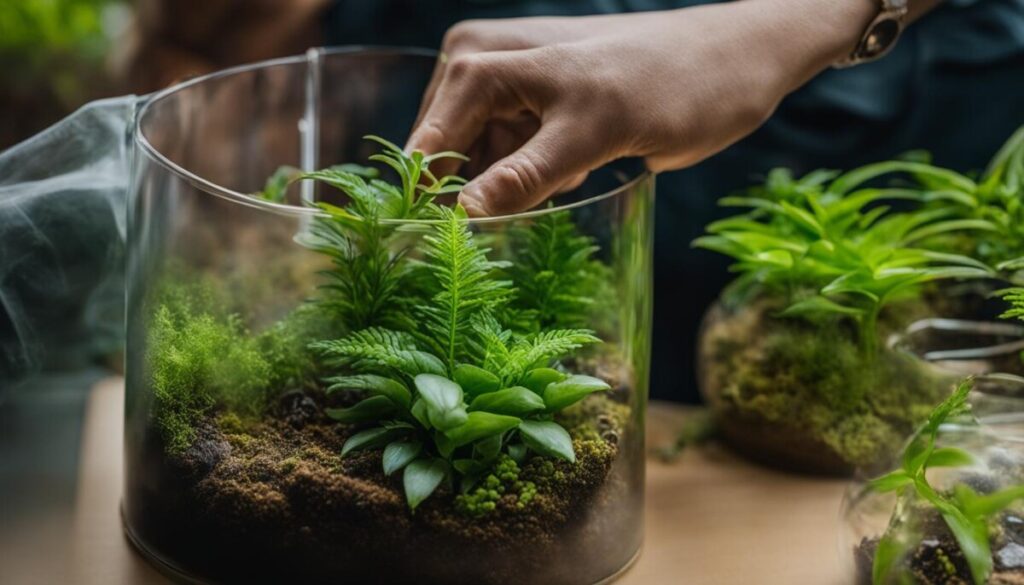 Propagating plants in a closed terrarium